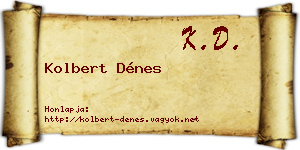 Kolbert Dénes névjegykártya